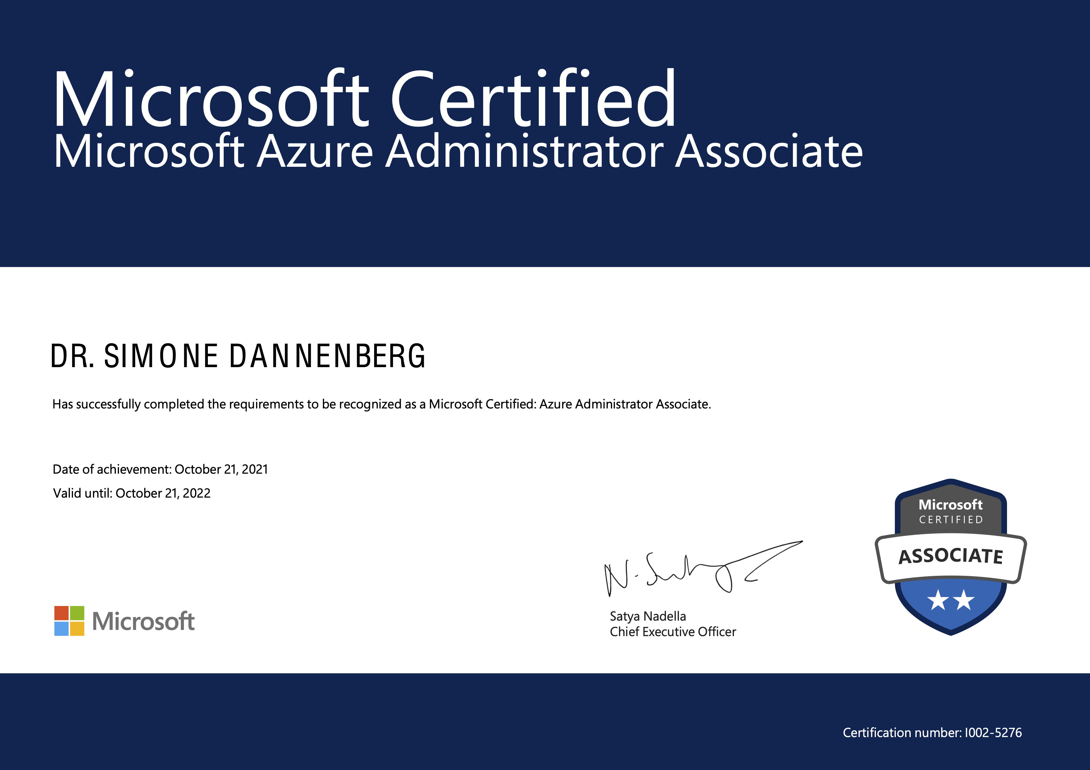 Simone Dannenberg: Azure Administrator Associate