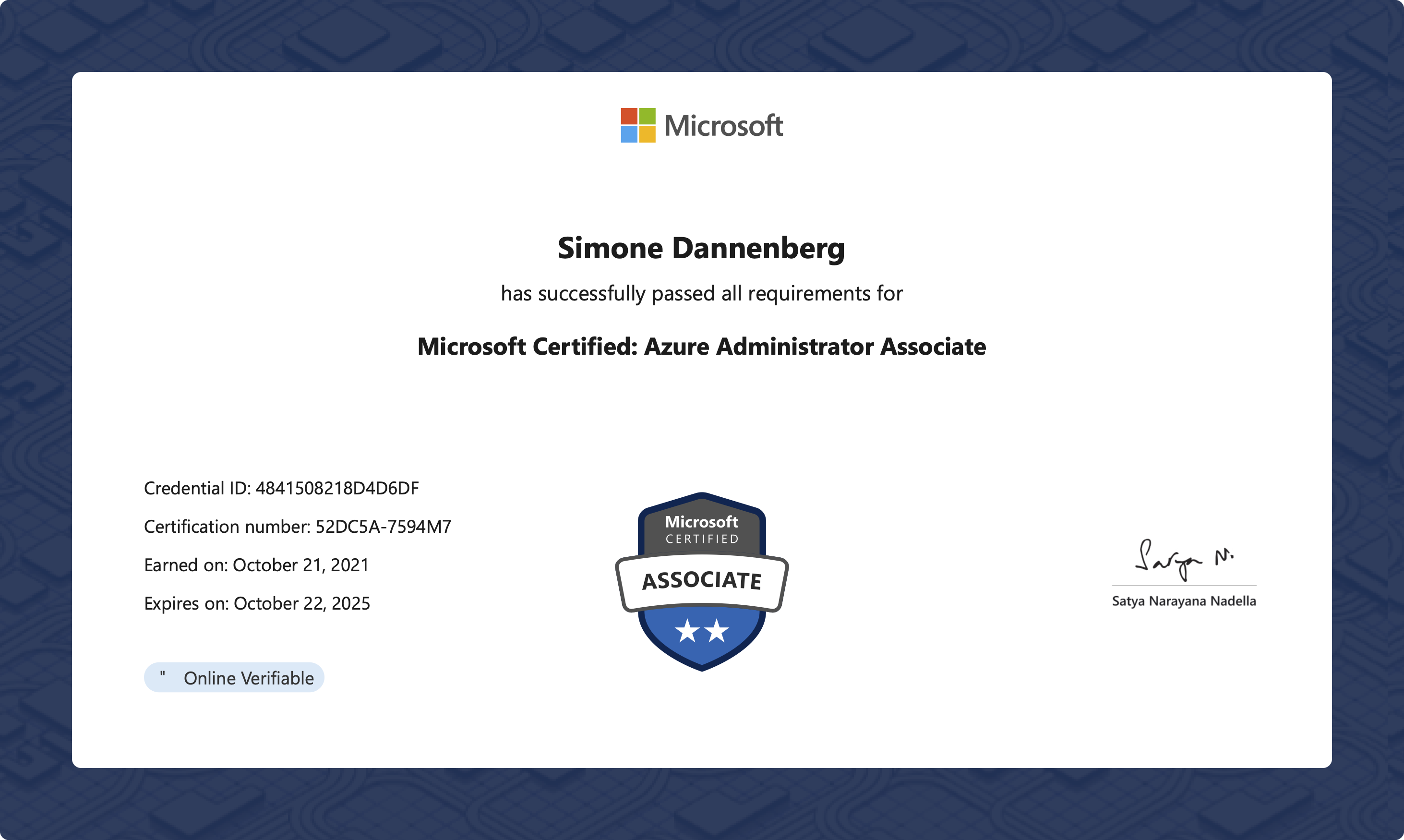 Simone Dannenberg: Azure Administrator Associate